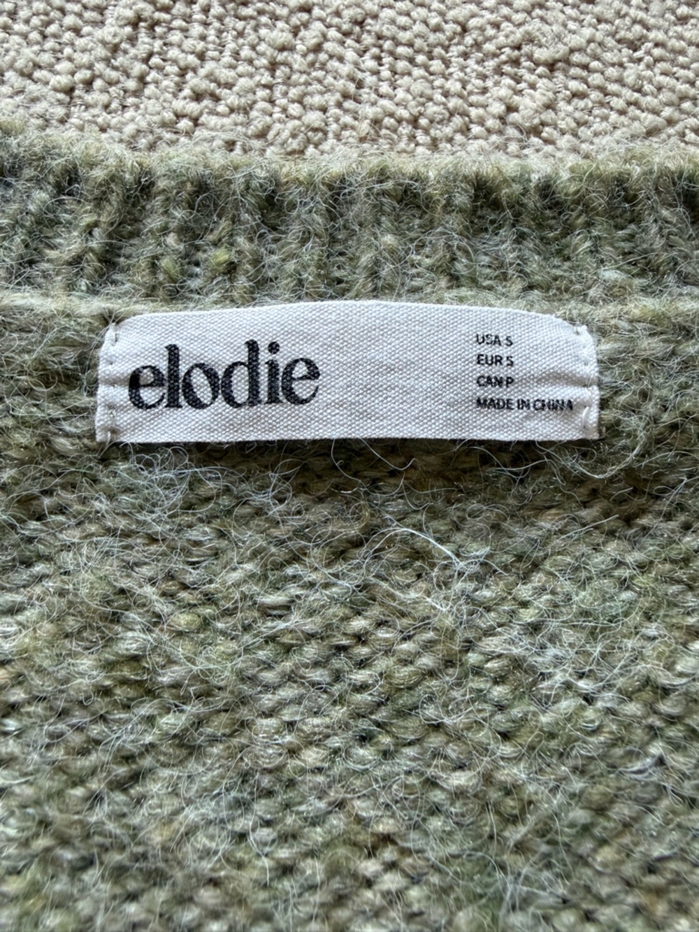 Elodie Olive Green V-Neck Knit Sweater - Picture 2 of 3